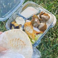 I messed with tahini on ferry. Veryy tasty at Sam's Falafel Cart in New York City