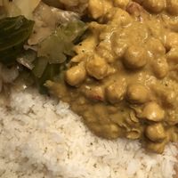 Coconut curry chickpeas with rice and cabbage  at Go Vegan Philly in Wilmington