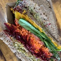 Vegano Sandwich with pumpkin - delicious  at Byron Corner Store in Byron Bay