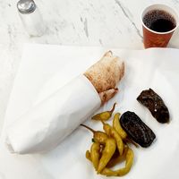 vegan falafel sandwich, plus sides on the house😄#Veganuary at Azzam in Berlin