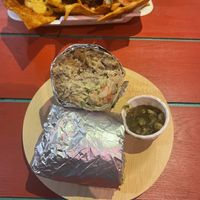 The Cikken-eat-za burrito   at Tacos and Flipflops - Pop-up in Peterborough