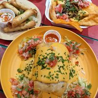 Chimichanga, taquitos, nachos and burritos at Tacos and Flipflops - Pop-up in Peterborough
