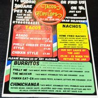 Menu  at Tacos and Flipflops - Pop-up in Peterborough