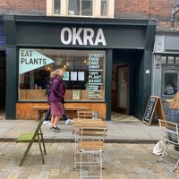 Outside of the cafe. Additional outside seating  at Okra in Shrewsbury