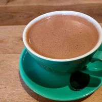 Hot chocolate with coconut milk at Foxes Cafe Lounge in Carlisle