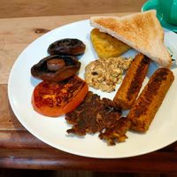 Herbivore breakfast with scramble tofu at Foxes Cafe Lounge in Carlisle