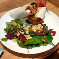BBQ vegan wrap at Foxes Cafe Lounge in Carlisle