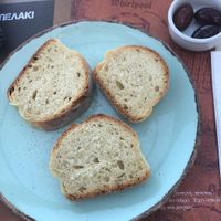 Warm bread with black olives   at Ampelaki in Kefalonia