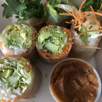 Spring Rolls with Peanut Sauce. at Buddha Thai Bistro in Vacaville