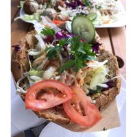 Vöner (veganer Seitan-Döner mit Grillgemüse im Vollkornbrot) at NICE - the healthy kebab eatery in Halle