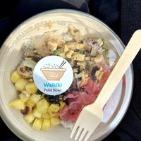 poke bowl in compostable take away packaging 🥡 at Waikiki Poke Bowl in Kassel