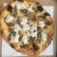 Oyster mushroom with mozzarella, I believe  at Jungel Pizza in Oslo