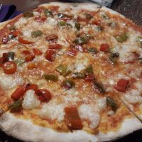 Diavola vegan pizza with vegan cheese at Mediterraneo Pizza & Pasta in Koh Phangan