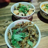 Seitan wok. Mushroom wok in the background. at Element Five in Berlin