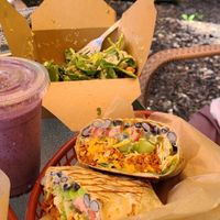 Taco wrap + Tabouli hummis bowl .. soo good! at Sweet Rose in Fall River