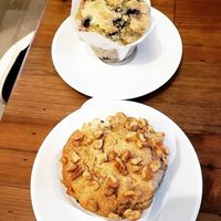 Chocolate banana walnut muffin and gluten free blueberry muffin at Sweet Rose in Fall River