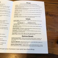 Menu at Sweet Rose in Fall River