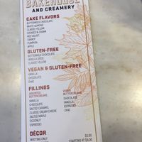 Custom cake menu at Lucky's Bakehouse in Boulder
