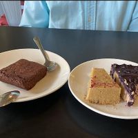 Brownie, rose cardamom pie, blueberry cheesecake  #Veganuary at Giving Tree Cafe in Phoenix