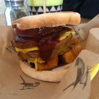 Vegan breakfast burger at Mockingbird in Wellington