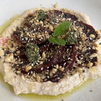 Beet hunmus  at Tiffin Cafe in Lisbon