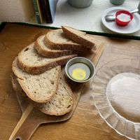 Sourdough with olive oil   at Tiffin Cafe in Lisbon