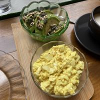Avocado and tofu scrambleed eggs  at Tiffin Cafe in Lisbon