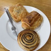 Cinnamon roll, pan au chocolat, and apple   at Da's Home Bakery in Chiang Mai