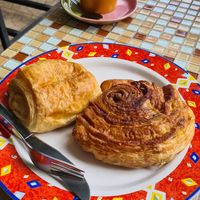 Cinnamon roll and chocolate croissant. at Da's Home Bakery in Chiang Mai