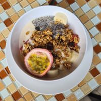 Fresh fruit muesli with soy yoghurt. at Da's Home Bakery in Chiang Mai