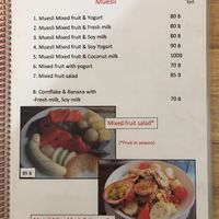 Menu - muesli bowls at Da's Home Bakery in Chiang Mai