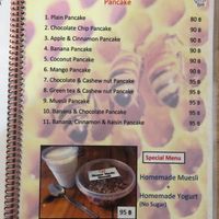 Menu pancakes at Da's Home Bakery in Chiang Mai