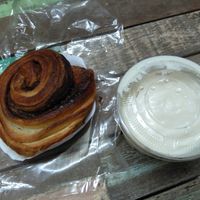 Cinnamon roll and soy yogurt at Da's Home Bakery in Chiang Mai