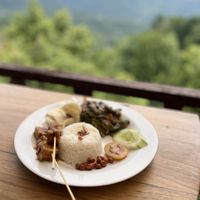 Table by the view 😍  at Eco Cafe 2 in Banjar