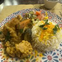 Vegan veggie stew with ricee  at Africa Experience in Venice