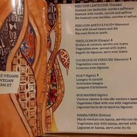 Vegetarian and vegan page in menu at Africa Experience in Venice