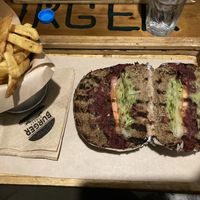 Vegan beet burger 🍔   at Burger Street in Paros