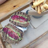 Beetroot burger at Burger Street in Paros