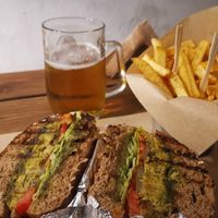 The vegetarian burger at Burger Street in Paros