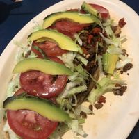 Huaraches combinados(with a masa bread base)  at El Veganito Mixe in San Luis Potosi