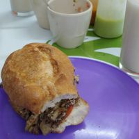 Torta arrachera at El Veganito Mixe in San Luis Potosi