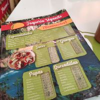 Front page of his menu at El Veganito Mixe in San Luis Potosi