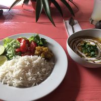 Daily Special: Mungbean Dal with sweet-sour mango chutney and basmati rice at Baliku in Ubud