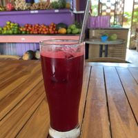 Detox juice. Beetroot, carrots and pineapple   at Baliku in Ubud