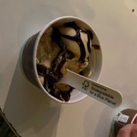 Vegan biscoff with chocolate sauce, beware the wafer !  at Jannettas Gelateria in St Andrews