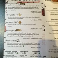 Menu at Livin' Japan in Madrid