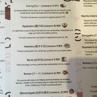 Menu at Livin' Japan in Madrid