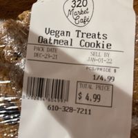 Oatmeal Cookie #Veganuary at 320 Market cafe in Swarthmore