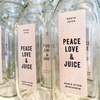 Reusable bottle available for purchase and 50 cents off next drink when you bring it back to reuse. at Roots Juice in Eagle River