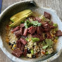Vegan Power Bowl with Vegan steak from Chunk Foods  at The Block in St Louis Park
